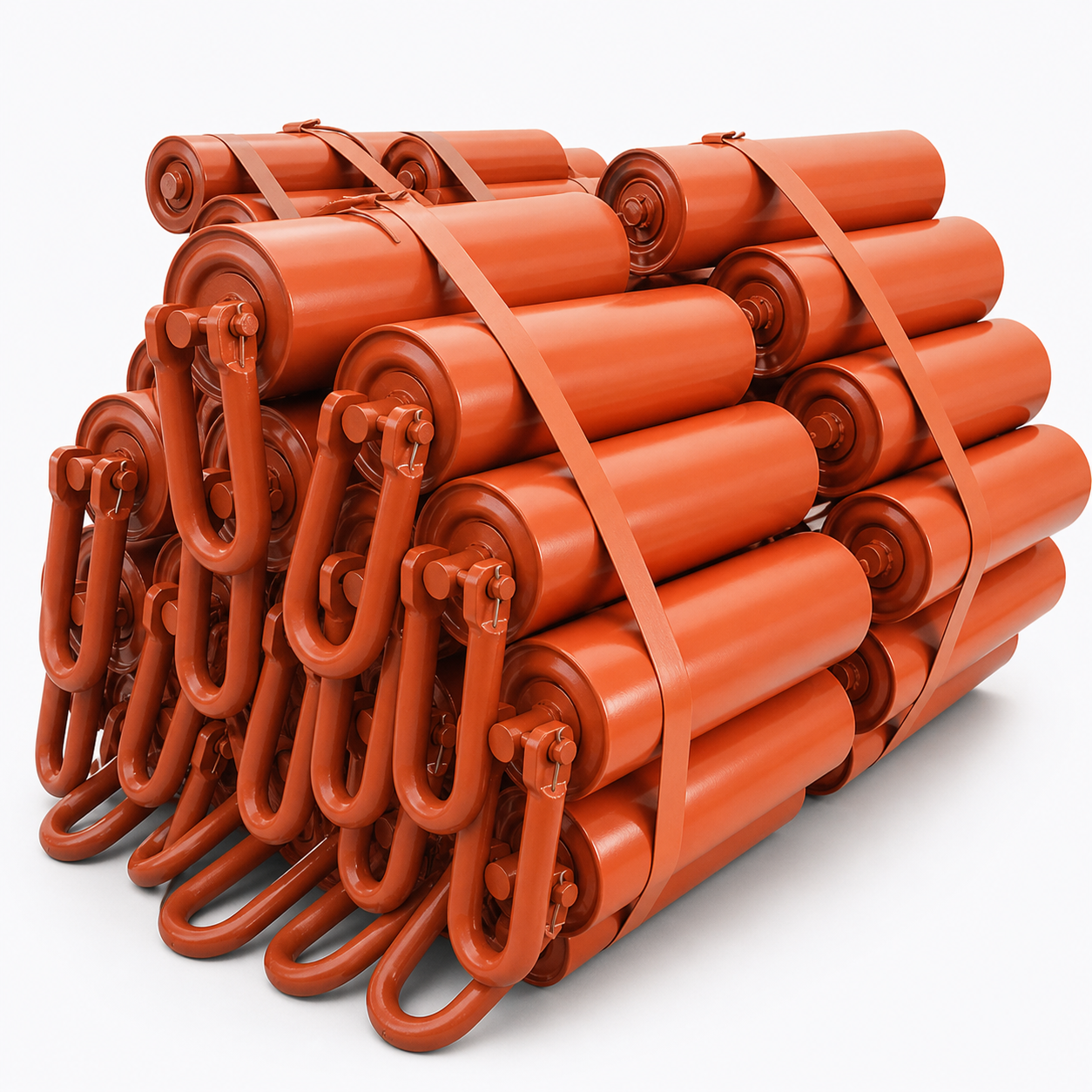 Conveyor roller and idler spare parts stack