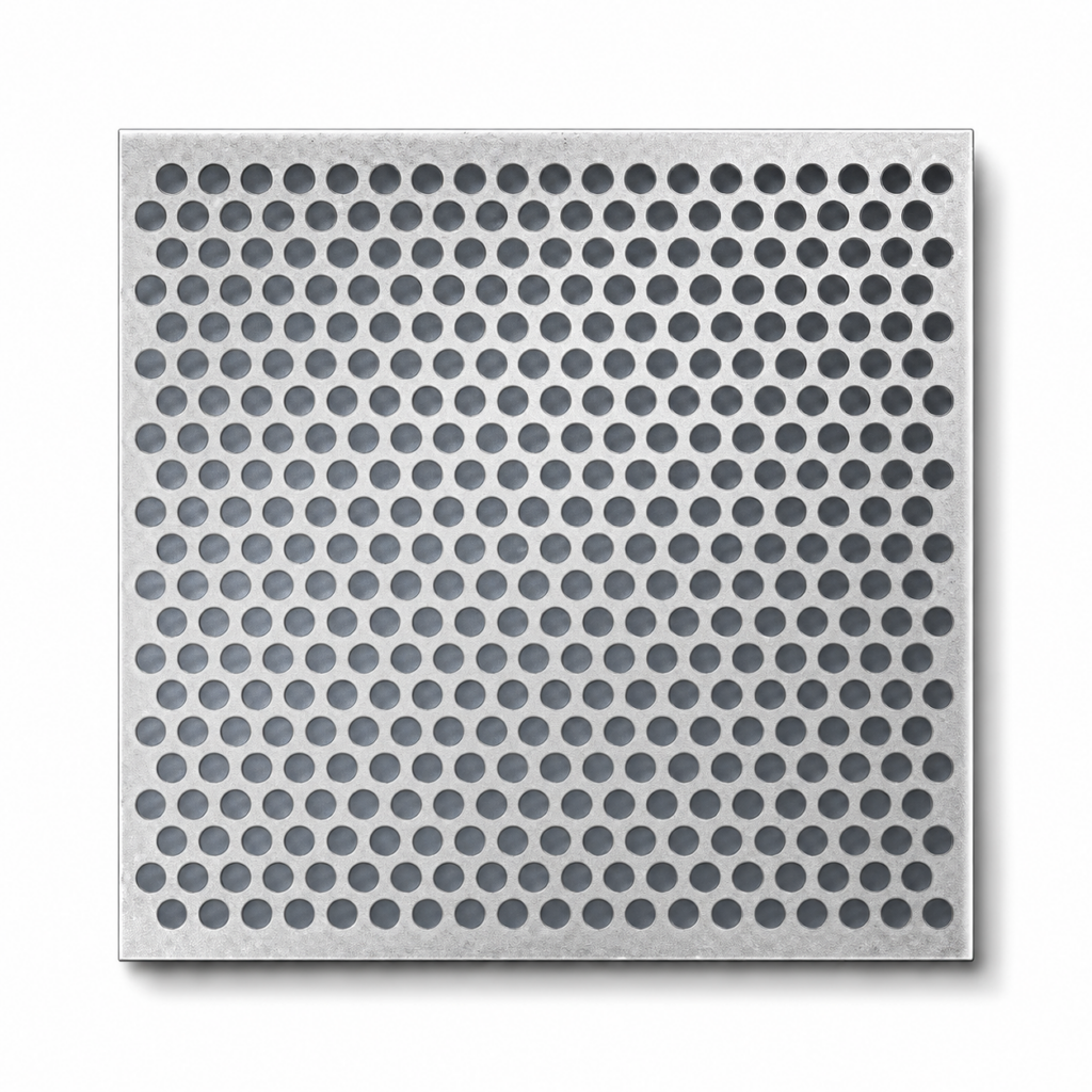 Dewatering screen panel with round openings