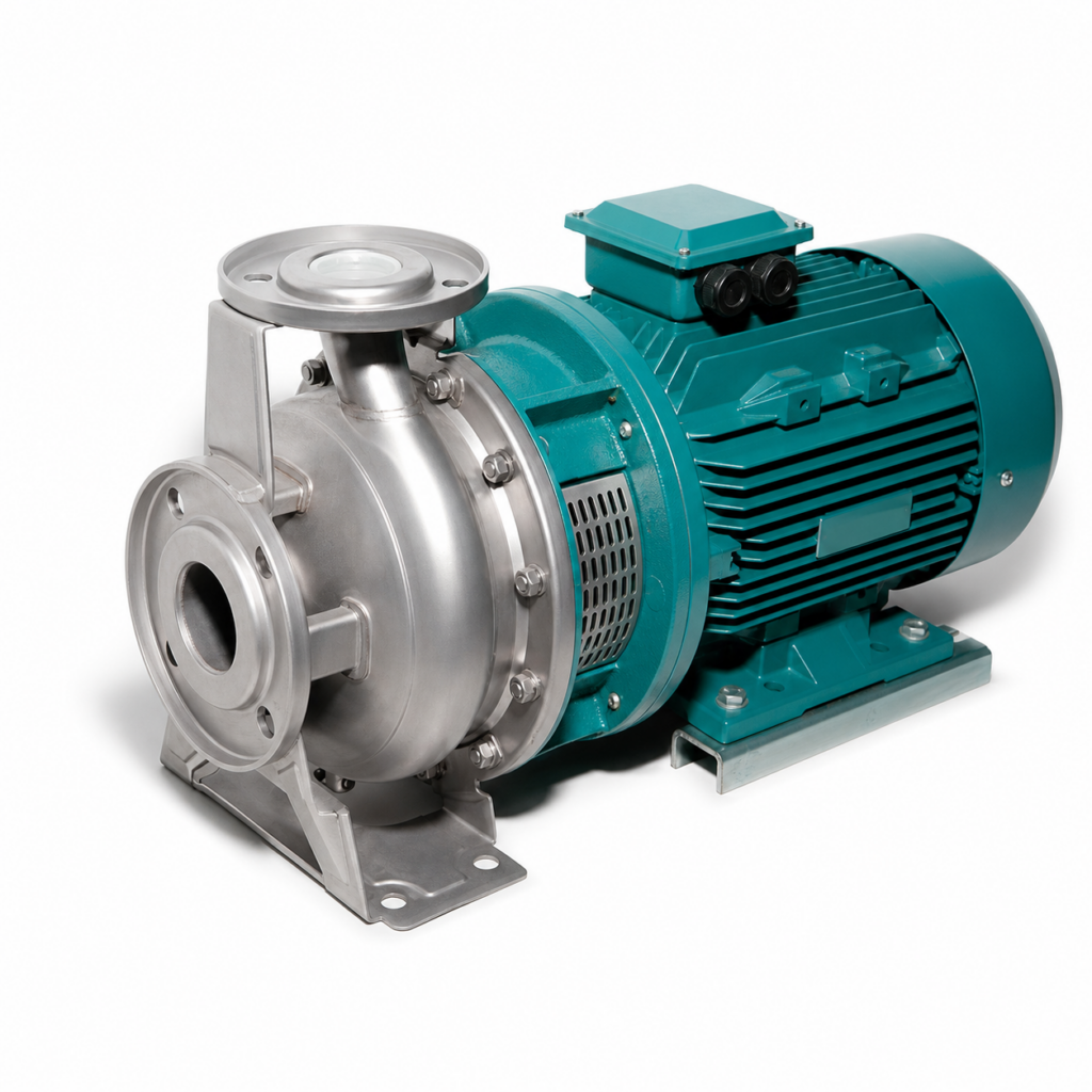 Industrial water pump with electric motor